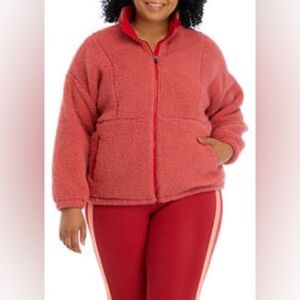 ZELOS Plus Size Sherpa Full Zip Jacket 2X